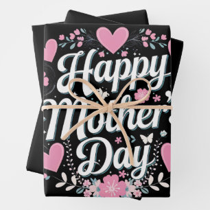 Happy Mother's Day Cute Floral Mum Grandma Wrapping Paper Sheet