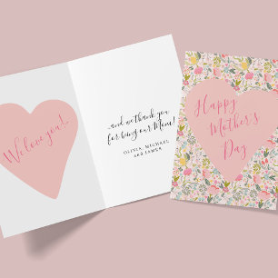 Happy Mother's Day cute floral pink greeting card