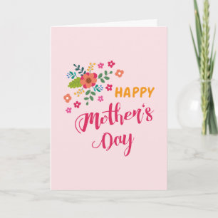 "Happy Mother's Day" Cute Floral Pink Illustration Card