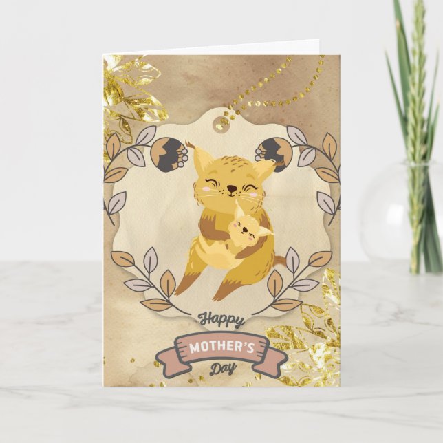 Happy Mother's Day Cute Fun Cat and Kitten Card (Front)