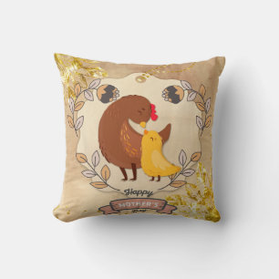Happy Mother's Day Cute Fun Chicken and Chick Cushion