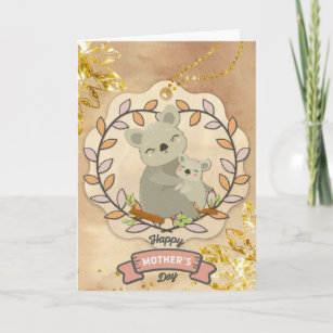 Happy Mother's Day Cute Fun Koala Bear and Baby Card