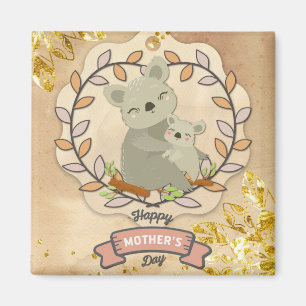 Happy Mother's Day Cute Fun Koala Bear and Baby Magnet