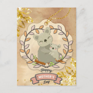 Happy Mother's Day Cute Fun Koala Bear and Baby Postcard