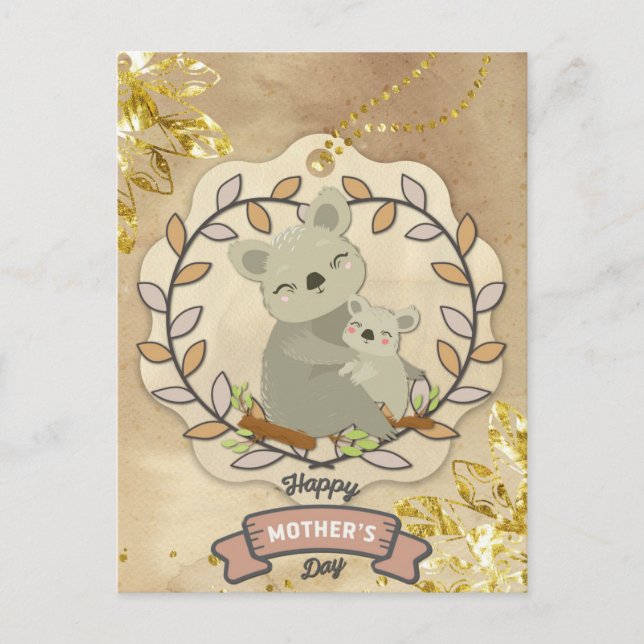 Happy Mother's Day Cute Fun Koala Bear and Baby Postcard (Front)