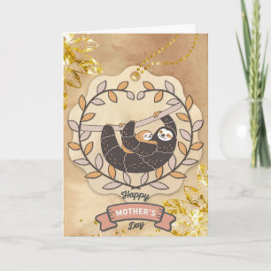 Happy Mother's Day Cute Fun Koala Sloth and Baby Card