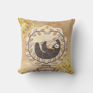 Happy Mother's Day Cute Fun Koala Sloth and Baby Cushion