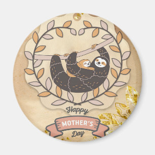 Happy Mother's Day Cute Fun Koala Sloth and Baby Magnet