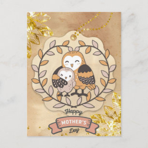 Happy Mother's Day Cute Fun Owl Bird Postcard