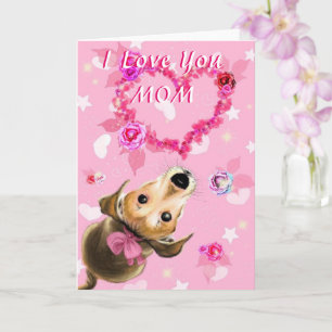 Happy Mother's Day Cute Pet Dog with Heart Card