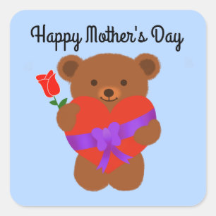 Happy Mother's Day Cute Teddy Bear #1 Stickers