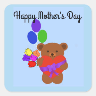 Happy Mother's Day Cute Teddy Bear #4 Stickers