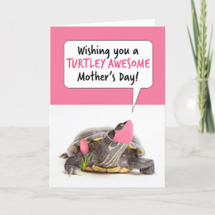 Happy Mother's Day Cute Turtle in Face Mask With Holiday Card