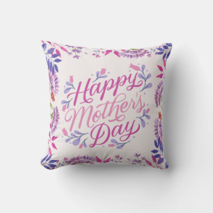 Happy Mother's Day cute watercolor bright floral Cushion