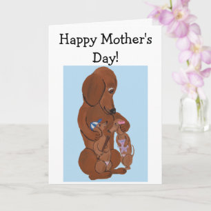 Happy Mother's Day! Dachshund Mum and Pups Card