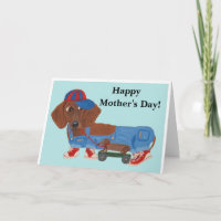 Happy Mother's Day Dachshund with pull toy