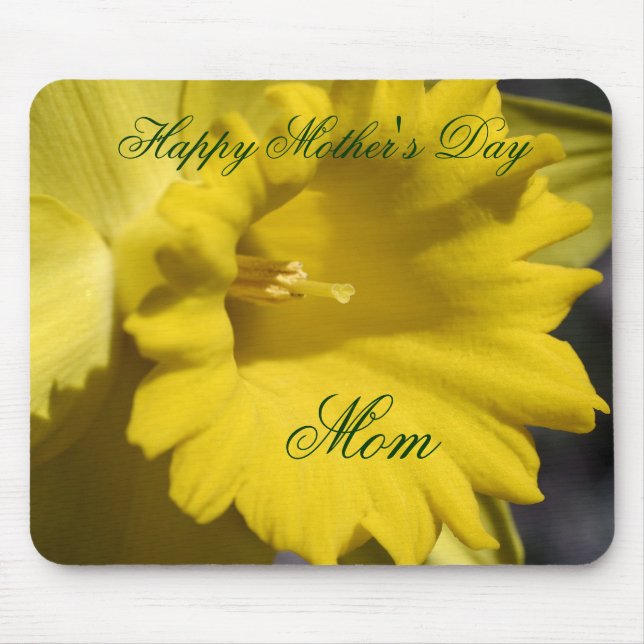Happy Mother's Day Daffodil Flower Mousepad (Front)