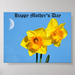 Happy Mother's Day Daffodils Gold Medal flowers  Poster