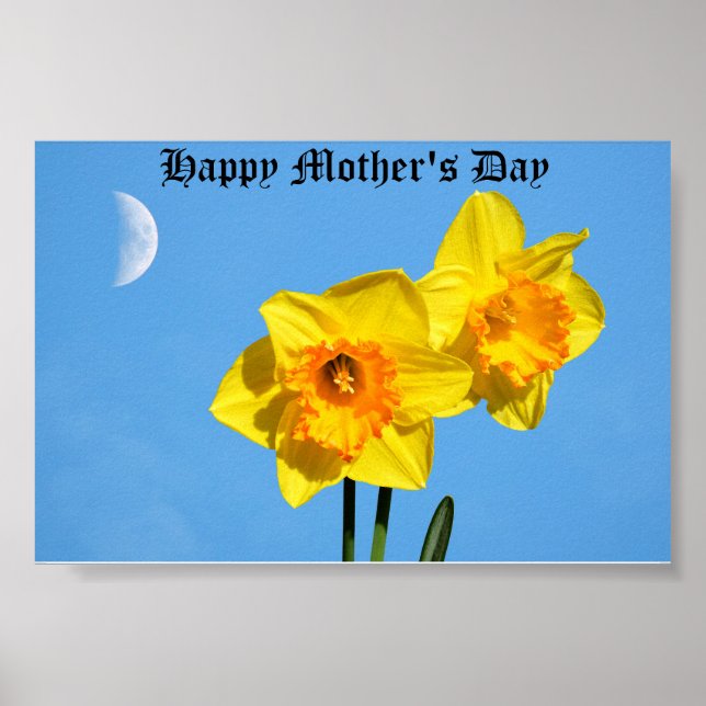 Happy Mother's Day Daffodils Gold Medal flowers  Poster (Front)