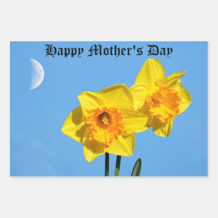 Happy Mother's Day Daffodils Gold Medal flowers  Wrapping Paper Sheet