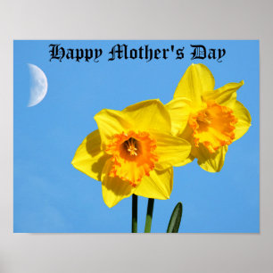 Happy Mother's Day Daffodils Gold Medal Poster