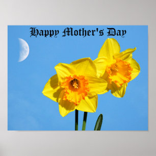 Happy Mother's Day Daffodils Gold Medal Poster