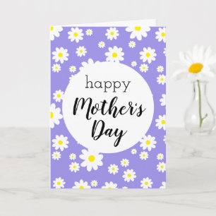 Happy Mother's Day Daisy Flower Pattern Purple Card