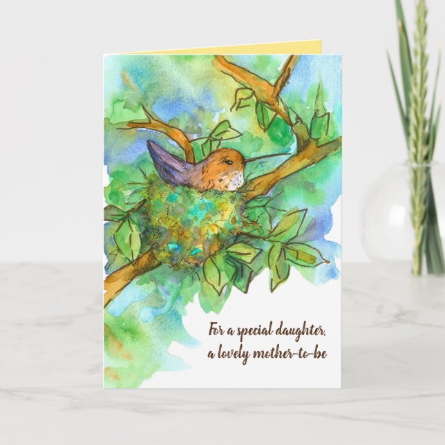Happy Mothers Day Daughter Hummingbird Nesting Card (Front)