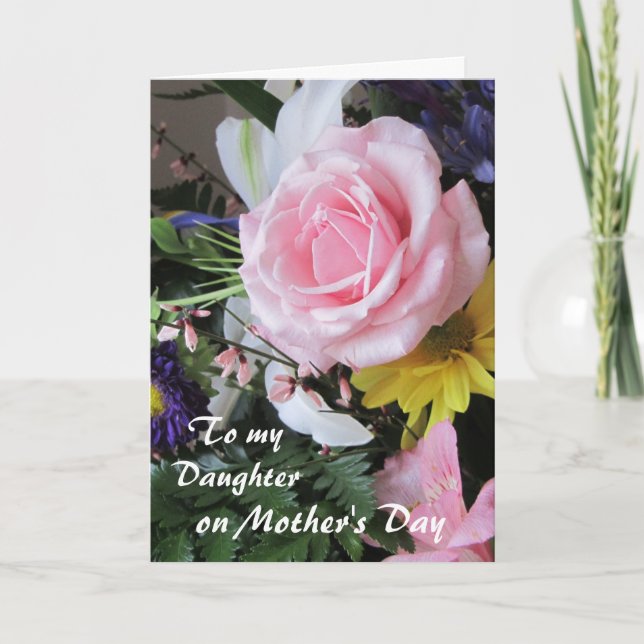 Happy Mother's Day-Daughter-Pink Floral Card (Front)