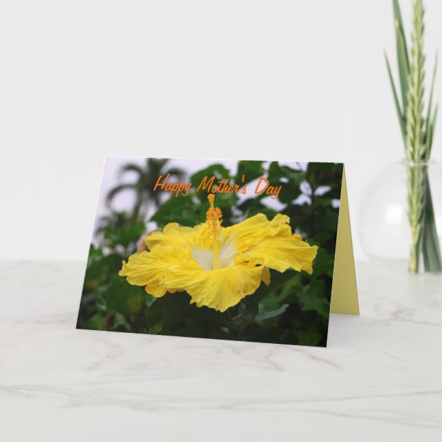 Happy Mother's Day Deep Yellow Hibiscus Card (Front)