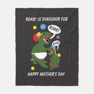 Happy Mothers Day Dinosaur Roar Personalise Fleece Blanket