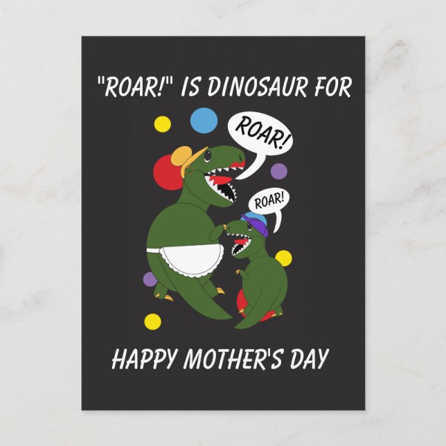Happy Mothers Day Dinosaur Son Mum Personalise Postcard (Front)