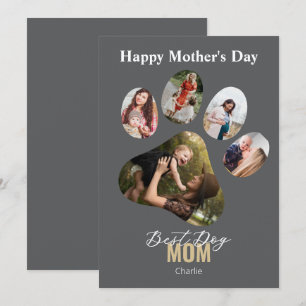 Happy Mother's day dog paw photo collage Invitation