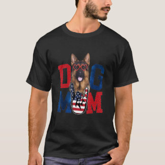 Happy Mother's Day Dog Usa American Flag Mum Dog T-Shirt