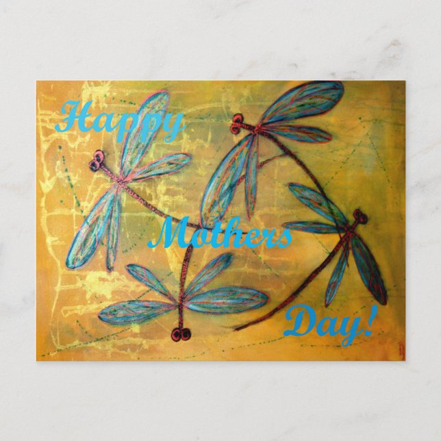 Happy Mothers Day Dragonfly Haze Postcard (Front)