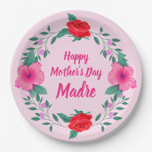 Happy Mother's Day Edit Name Italian Madre Paper Plate