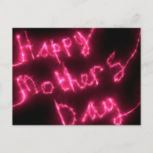 Happy Mother's Day Electric Hot Pink Glow Text Postcard