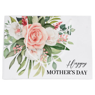 Happy Mother's Day Elegant Boho Roses Large Gift Bag