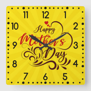 Happy Mother's Day Elegant Design-23331 Pillar Can Square Wall Clock
