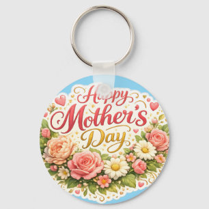 Happy Mother's Day elegant floral double sided tea Key Ring