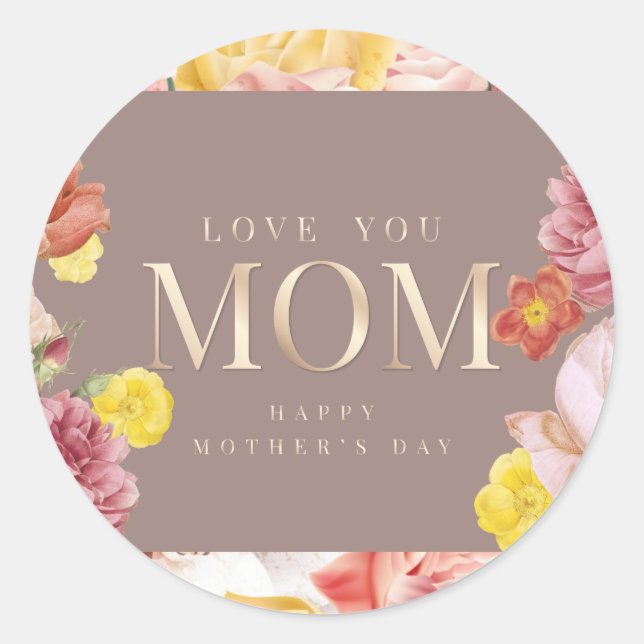 Happy mother's day elegant flower bouquet classic round sticker (Front)