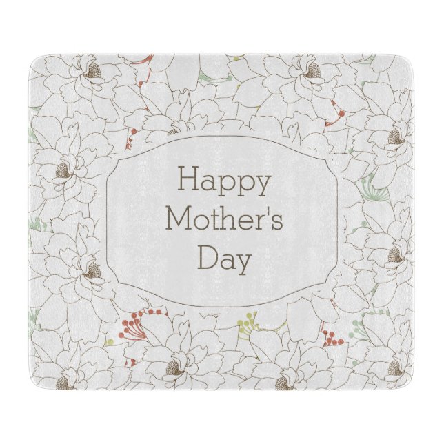 Happy Mother's Day Elegant Flowers Cutting Board (Front)