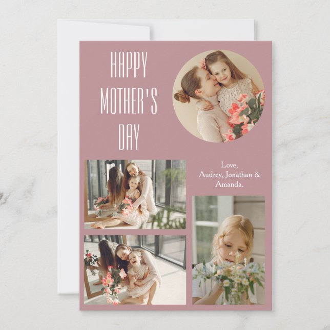 Happy Mother's Day | Elegant Modern photo collage Holiday Card (Front)