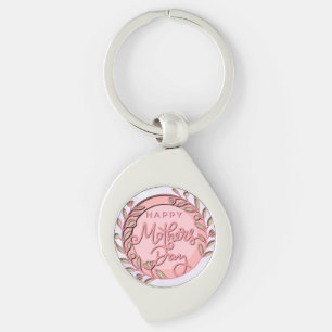 Happy Mother's Day Elegant Modern Pink Floral Key Ring