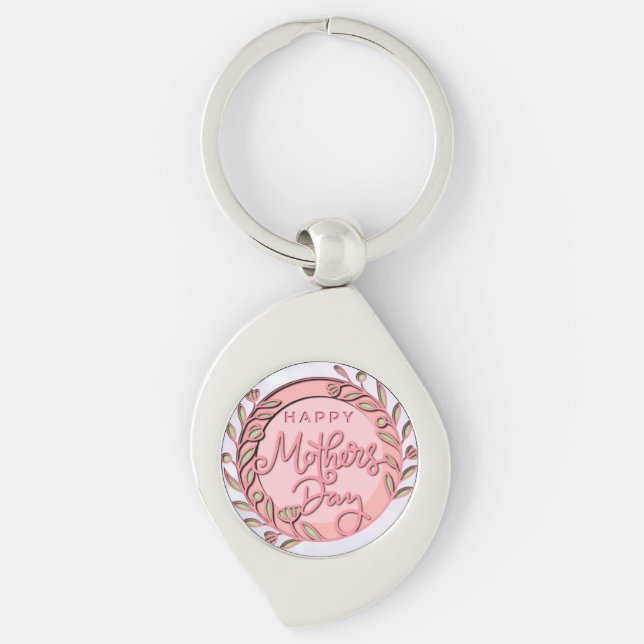 Happy Mother's Day Elegant Modern Pink Floral Key Ring (Front)