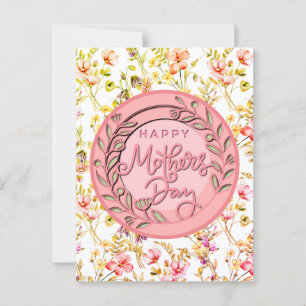Happy Mother's Day Elegant Modern Pink Floral Postcard