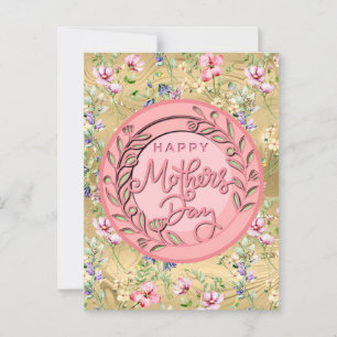 Happy Mother's Day Elegant Modern Pink Floral Postcard
