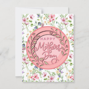 Happy Mother's Day Elegant Modern Pink Floral Postcard