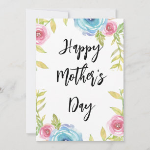 Happy Mother's Day Elegant Pink and Blue Floral Card