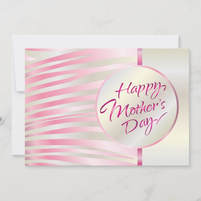 Happy Mother's Day Elegant Pink & Silver Luxury Card (Front)